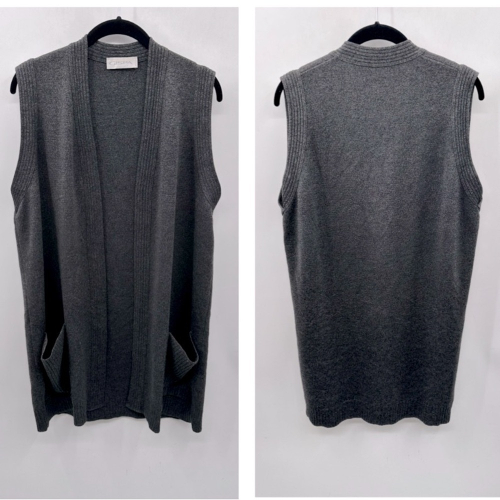 GISPA Grey woman's trench knit Gorpcore outdoor warm casual sweater vest MED